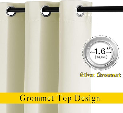 NICETOWN Short Window Curtains 45" L - Grommet Sunlight Reducing Solid Vertical Curtains and Drapes for Cafe & Home Office, Beige, 52" Wide Per Panel, Sold by 2 Panels