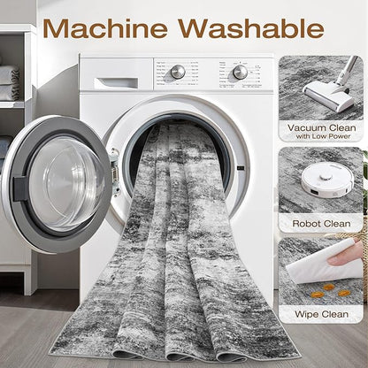 7X9 Area Rug Living Room: Washable Large Abstract Neutral Modern Soft Rugs Stain Resistant Indoor Floor Non-Slip Accent Carpet for Bedroom Nursery Playroom Dining Room Office Dorm Home House Decor