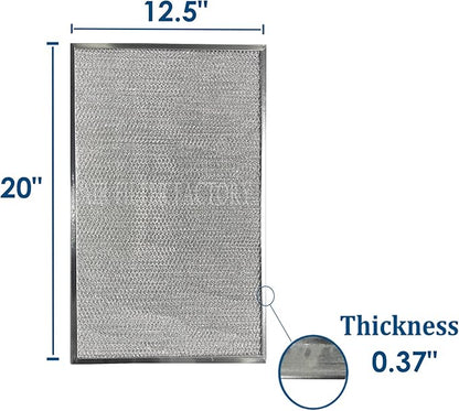 Air Filter Factory Aluminum Filter Replacement For Honeywell 203369, F50F1057, F50E1349, F50E1331, F50E1067, F50A1116, F50F1040 USA Made HVAC Furnace Aluminum Pre/Post Filters 12-1/2" X 20" 2-Pack