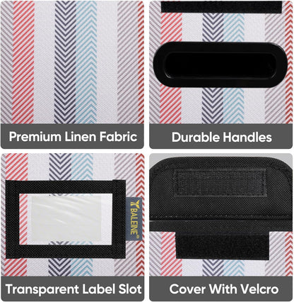 BALEINE File Organizer Box with Lid, Collapsible File Folder Organizer with Plastic Slide, Hanging File Folder Box for Office Document Storage (1 Pack, Color Stripe, S)
