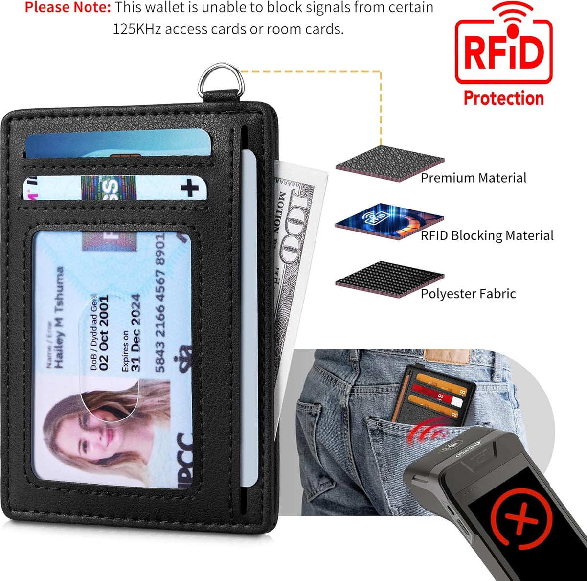 Mayski Slim Wallet, Credit Card Holder for Women, Minimalist Front Pocket RFID Blocking Card Cases, Small Wallet Women Men(Grain Black)