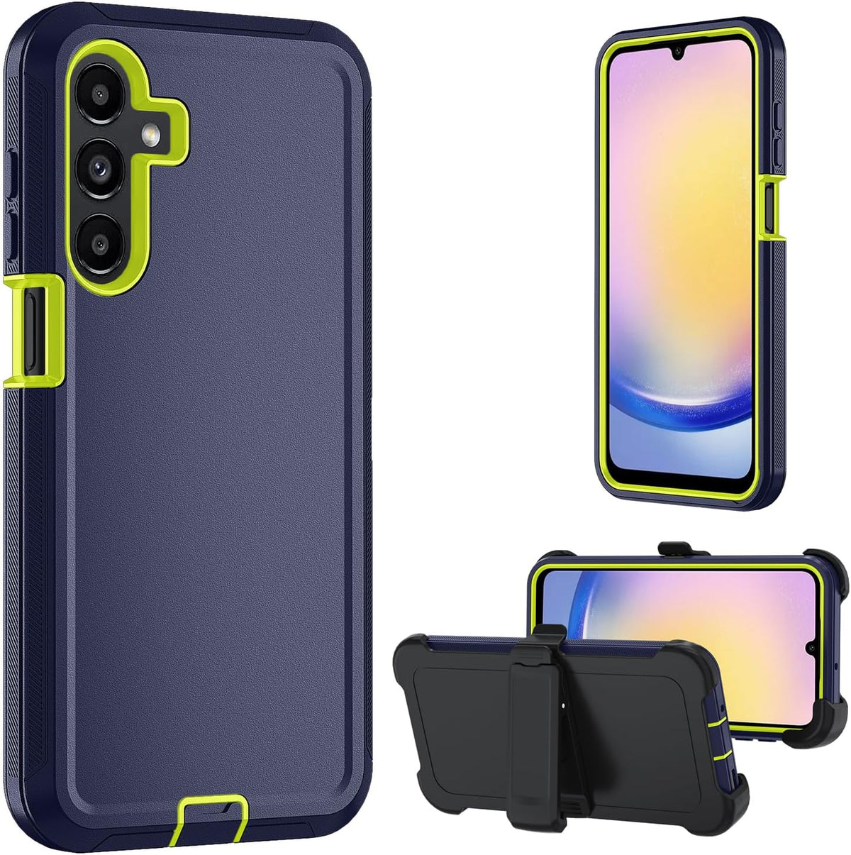 for Samsung Galaxy A17 5G case,A16 5G Heavy Duty case,with A Tempered Glass Screen Protector, [Military Grade Protective ] [Shockproof] [Dropproof] [Dust-Proof] (with Belt Clip-Blue Green)