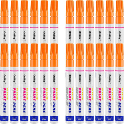 Orange Paint Markers, 24 Pack Oil-Based Waterproof Quick Dry Permanent Paint Pen Set for Rocks Painting, Wood, Fabric, Plastic, Canvas, Glass, Mugs, Metal, Tire, Stone, DIY Craft