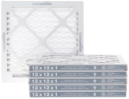 Amazon Basics 12x12x1 Air Filter 6 Pack, MERV 11 AC Furnace Filters (Actual Size: 11.75" x 11.75" x 0.75")