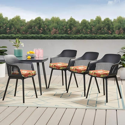 Outdoor Chair Cushions Set of 2, 18.5 x 16 Inch Patio Chair Cushions, Water Resistant, Non-Slip Ties(Floral)