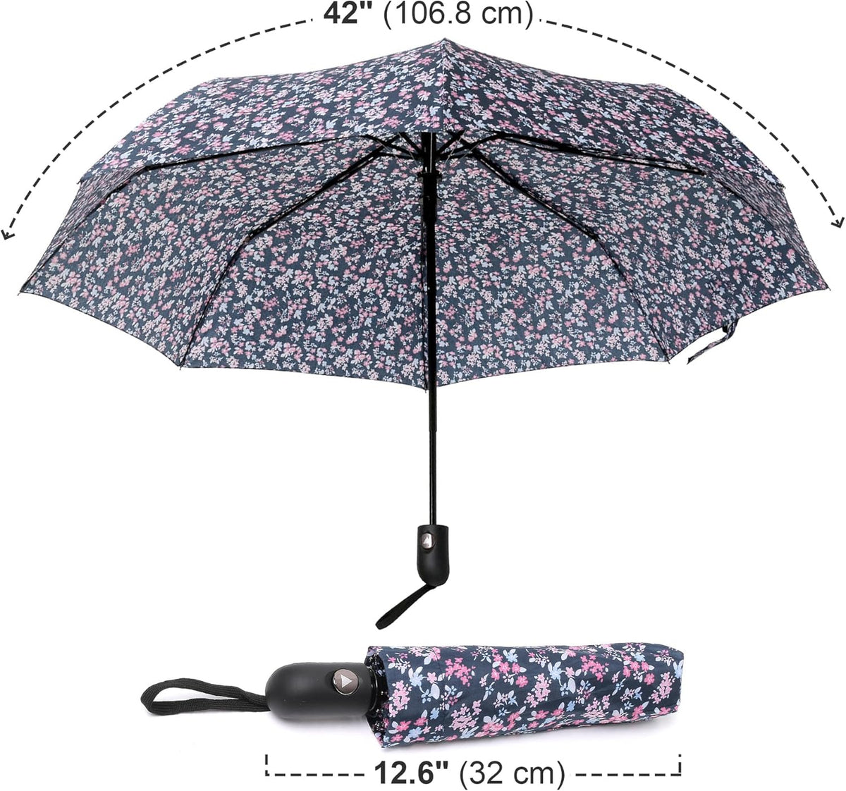 Nollia Windproof Automatic Travel Umbrella, Compact Portable with Reinforced Ribs for Sun & Rain