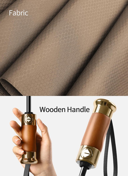 Rain Cats Large Umbrella 45 Inch diameter Umbrellas for rain Strong10 Ribs Fiberglass Windproof big Compact Automatic portable Folding Travel/Thick Fabric/Wood handle