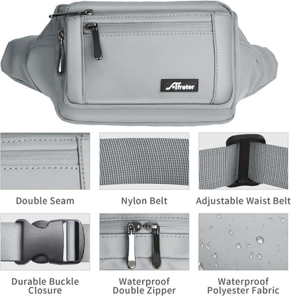 Waist Pack Bag Fanny Pack for Men&Women Hip Bum Bag with Adjustable Strap for Outdoors Workout Traveling Casual Running Hiking Cycling (Grey-1)