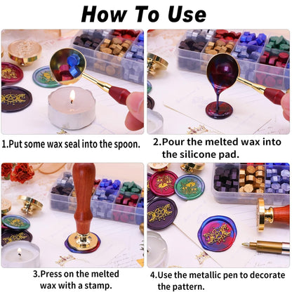 SWANGSA Olive Branches Wax Seal Stamp Kit with 200pcs Sealing Wax Beads, Great for Embellishment of Invitations, Wine Packages, Gift Ideas
