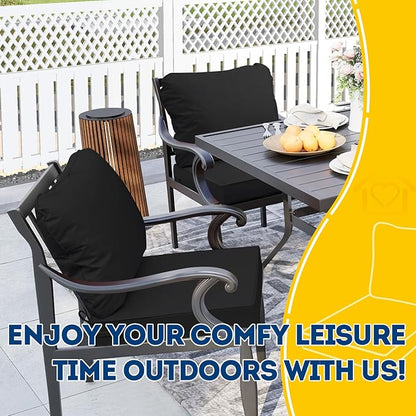 AAAAAcessories Outdoor Seat Cushions for Chairs, Fade-Resistant, Waterproof Patio Furniture Replacement Cushions, 20" x 18" x 3" + 20" x 17", Charcoal Black