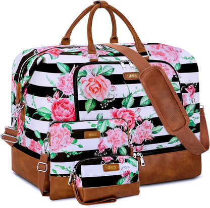 Travel Weekender Bag for Women, Overnight Bag with Shoe Compartment Oversized Travel Duffel Bag Carry On Tote 21"