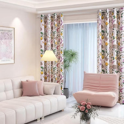 Topfinel Floral Curtains 84 Inch Length 2 Panels Set Pink Spring French Country Coquette Flower Hummingbird Blush Pink Blackout Curtains Preppy Nursery Girls Bedroom Aesthetic Living Dining Room