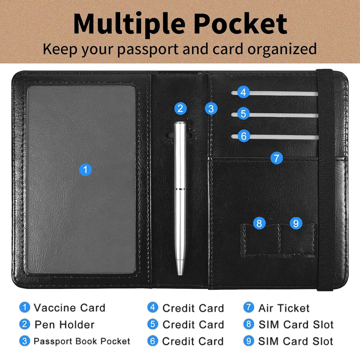 Passport and Vaccine Card Holder Cover Combo,Travel Passport Holder Wallet with RFID Blocking, Leather Vaccine Card Slot Passport Cover Case for Women & Men,Pirate Ship and Dolphin
