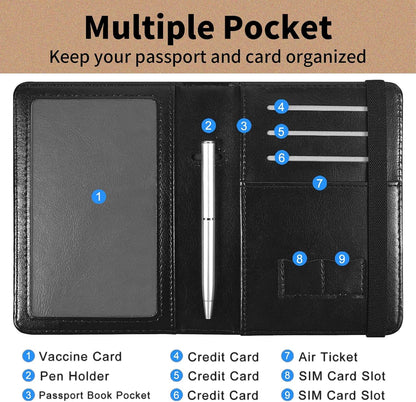 Passport and Vaccine Card Holder Cover Combo,Travel Passport Holder Wallet with RFID Blocking, Leather Vaccine Card Slot Passport Cover Case for Women & Men,Owl Cat and Bear