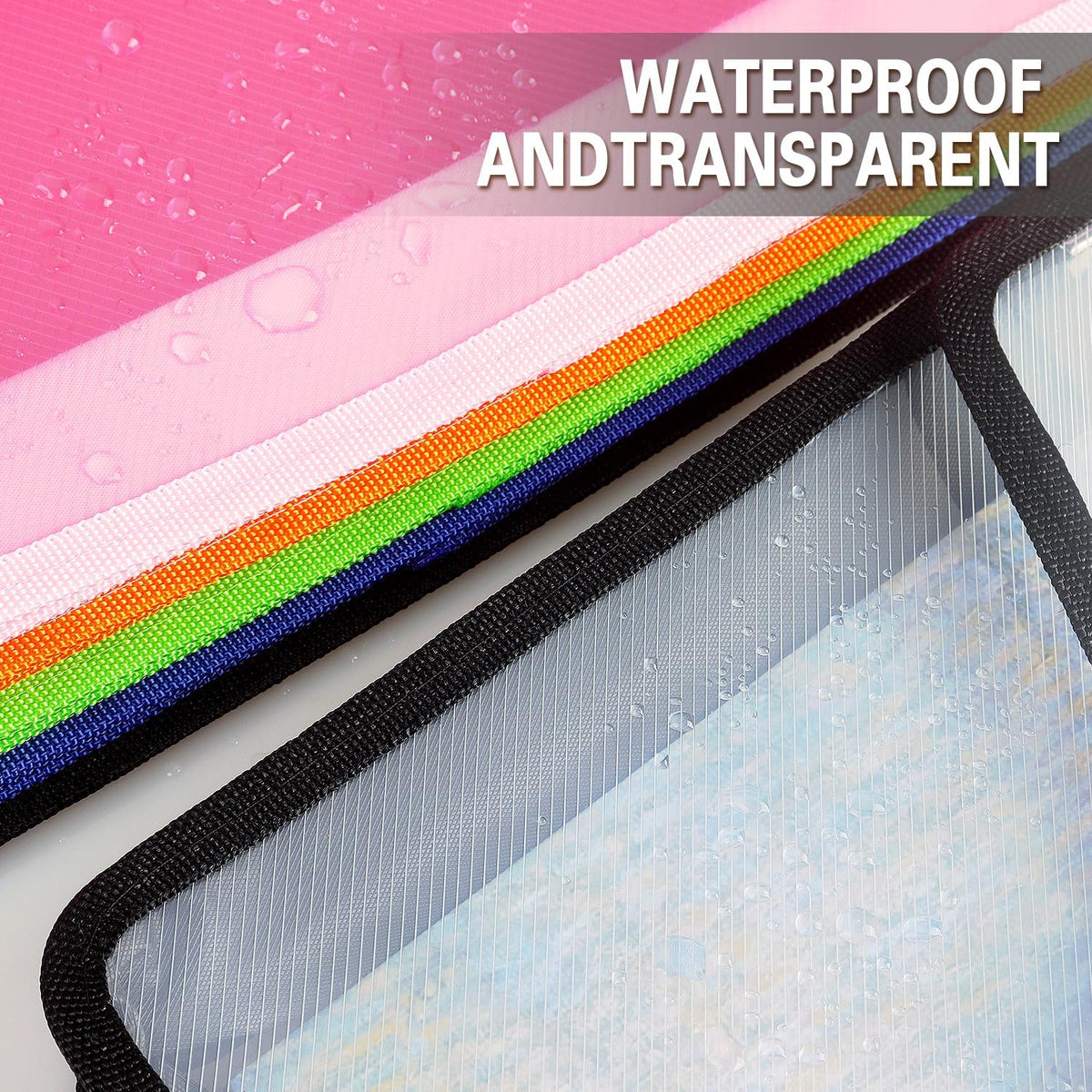Plastic Expanding File Folder, Transparent envelopes with Snap Closure, No Dividers, Large Capacity, Fit Letter/A4 Size (Black)