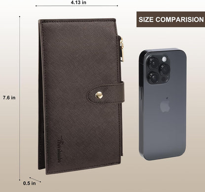 Travelambo RFID Wallet Women Large Size Bifold Multi Card Wallet Case with Zipper Pocke Credit Card Holder for Women