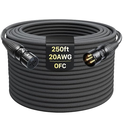 XLR Cables 250ft 1 Pack, Professional Gold-Plated Rean Connectors from Neutrik