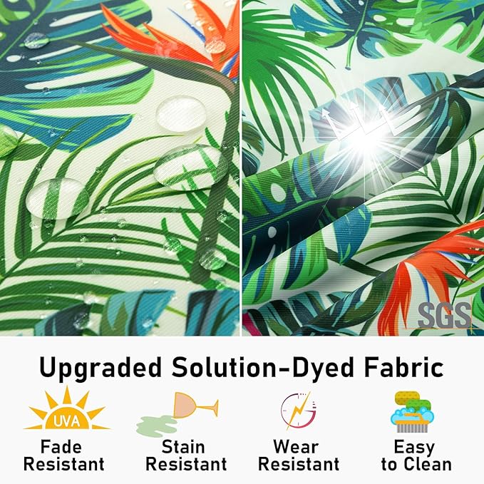 Topotdor Outdoor Chair Cushions Set of 2, Waterproof Patio Chair Cushions for Outdoor Furniture, Round Corner Seat Chair Pads with Ties for Patio Garden Dining Office, 17"x16"x2", Tropical Plant