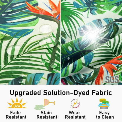 Topotdor Outdoor Chair Cushions Set of 2, Waterproof Patio Chair Cushions for Outdoor Furniture, Round Corner Seat Chair Pads with Ties for Patio Garden Dining Office, 17"x16"x2", Tropical Plant