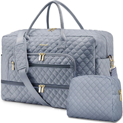 Large Women Travel Duffle Bag, Weekender Bags for Women with Shoe Compartment, Carry on Overnight Bag with Toiletry Bag, Gym Duffel Bag with Wet Pocket, Hospital Bags for Labor and Delivery