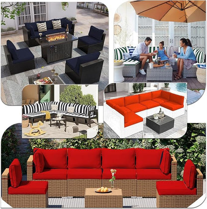 14 Pieces Outdoor Sectional Replacement Cushions for Patio Furniture, 4in Thick Outdoor Sofa Cushions for 6 Seat, Waterproof Deep Seat Couch Patio Cushion Set (Navy Blue)
