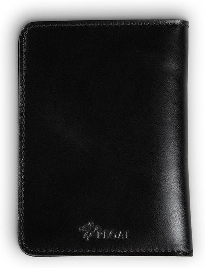 PEGAI Standard Full Grain Crazy Horse Leather Passport Holder | Custom Travel Passport Cover & Organizer | Handcrafted Leather Passport Wallet for Men and Women | Pike (Dexios Black)