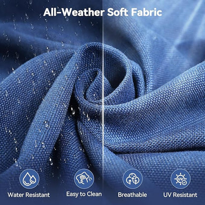 6" Thick Outdoor Cushions 22x24x6, 3-Set Deep Seat Patio Cushions with Removable Cover, Waterproof & Fade Resistant Replacement for Wicker Chair, Loveseat, Sofa - Blue