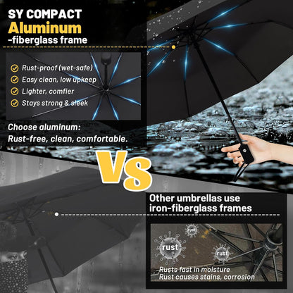 SY COMPACT Travel Umbrella Windproof Automatic Umbrellas Small Compact UV Sun Protection Factory Outlet Umbrella