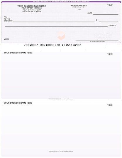 ABC Computer Checks Compatible w/Quick Books, Checks on Top, Purple Linen (250 Sheets)