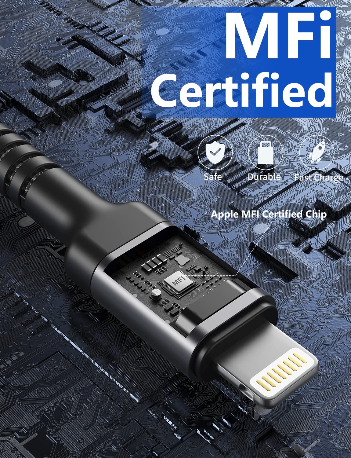 USB Type C to Lightning Cable Fast Charging, [Apple MFi Certified] 2Pack 6ft iPhone Charger Cable Compatible with iPhone 14/13/12/11 Pro Max and USB C Female to USB A Male Adapter with Keychain