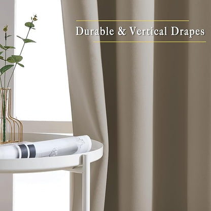 NICETOWN Doorway Curtains for Living Room 78 inches Long, Grommet Privacy Light & Sound Reducing Room Darkening Window Treatments for Living Room, 2 Panels, Taupe, W52 x L78