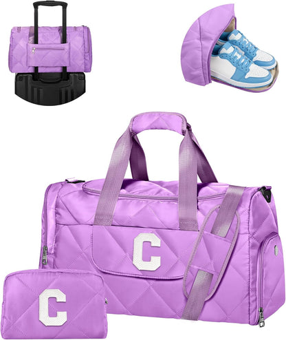 Unique Gifts for Teen Girls Women, Monogram Duffle Bag with Shoe Compartment & Wet Separation, Women Gift Idea for Birthday, Anniversary, Appreciation, Gifts for Mom, Teacher, Friends