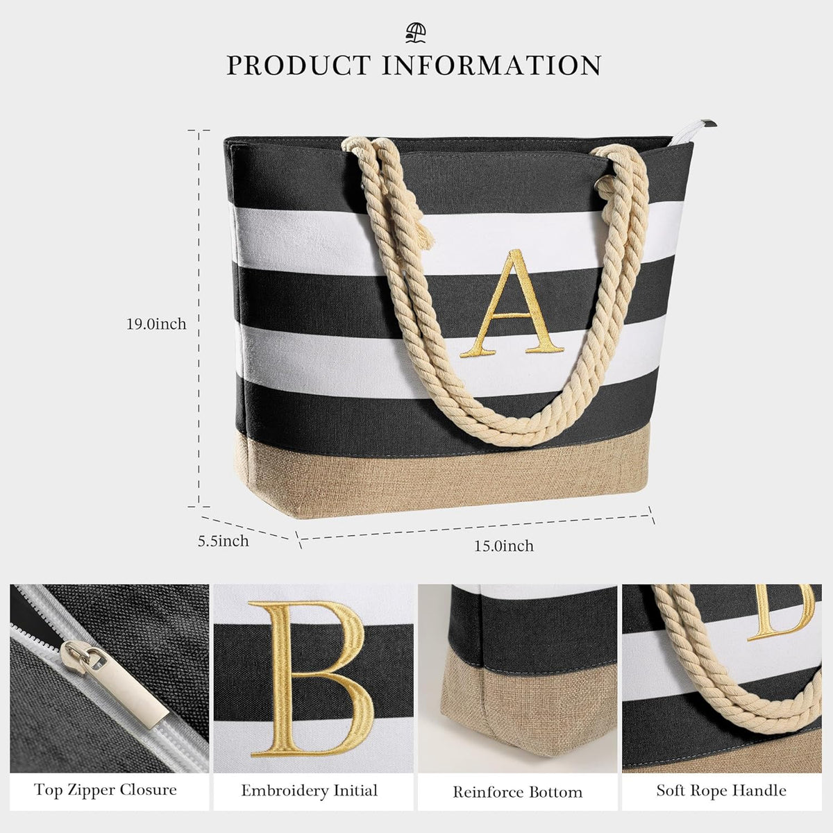 YOOLIFE Beach Bags for Women - Travel Canvas Beach Tote, Pool Waterproof Bag, Travel Essentials, Gifts for Women Birthday