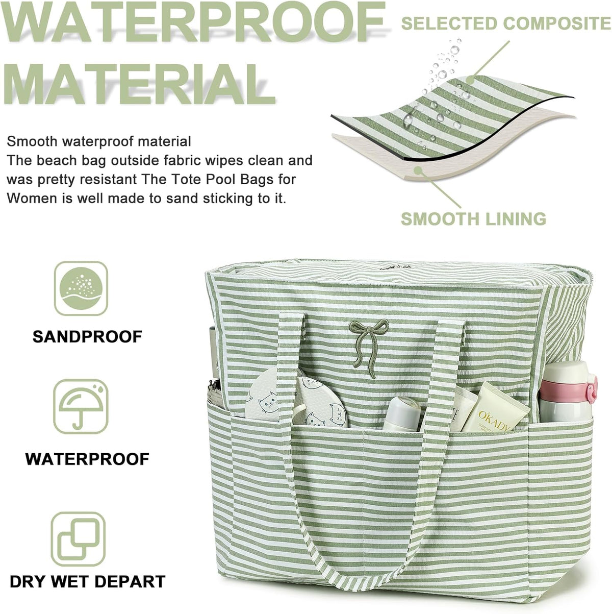 Beach Pool Bags Tote for Women Ladies Large Gym Tote Carry On Bag With Wet Compartment for Weekender Travel Waterproof