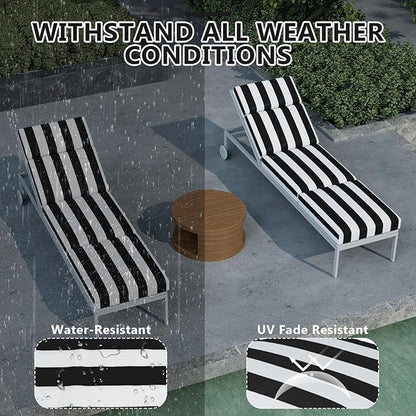 4 Pcs Chaise Lounge Cushions Outdoor, 72 x 21 x 4 Inch Lounge Chair Cushions for Outdoor Furniture - Waterproof Lounge Patio Replacement Cushion, 4In Fade-Resistant ThickPatio Chaise Lounge Cushion