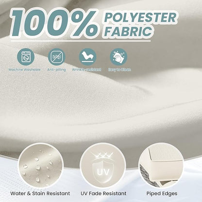 UDPATIO Outdoor Cushions for Patio Furniture Upgraded, Waterproof Patio Furniture Cushions Replacement, 4" Deep Seat Outdoor Sectional Cushions for 4-seat Patio Furniture Chair Sofa Couch, Cream