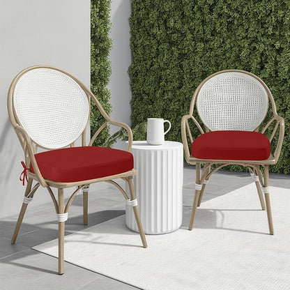 idee-home Outdoor Chair Cushions Set of 4, 19" x 19" x 2" Thick D-Shaped Patio Furniture Outdoor Seat Cushions Waterproof with Ties, Dining Pads