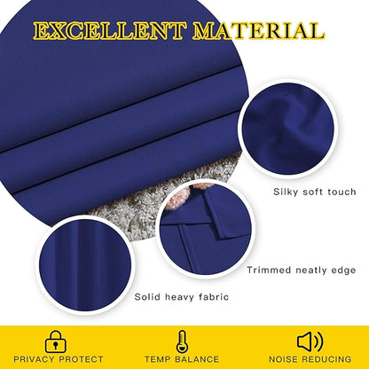 NICETOWN Blackout Curtains Panels for Bedroom - 3 Pass Microfiber Noise Reducing Thermal Insulated Solid Ring Top Blackout Window Drapes (2 Panels, 66 x 90 Inch, Navy Blue)