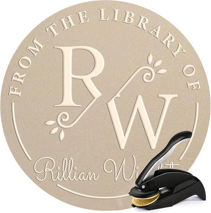 Custom Book Embosser | Personalized Book Embosser | Monogram Self-Inking Stamp | from The Library of Book Stamps(Initials 3)