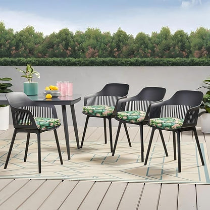 Outdoor Chair Cushions Set of 4, 18.5 x 16 Inch Patio Chair Cushions for Outdoor Furniture, Water Resistant, Non-Slip Ties(Tropical Rainforests)