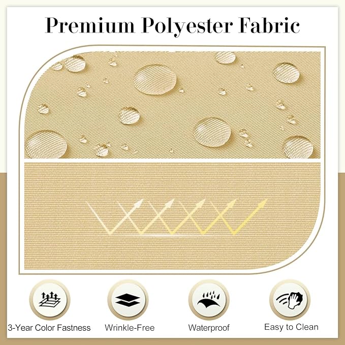 Cozyide Outdoor Chair Cushions, Waterproof Patio Seat Cushions with Adjustable Straps, Square Corner Patio Chair Cushions for Garden, Khaki, 18.5x16x3 Inch (Pack of 4)