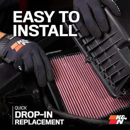 K&N High-Flow Original Lifetime Engine Air Filter: Increase Power: Premium, Washable: Compatible with 2013-2025 AUDI: A1, A3, Q2, Q3, TT, 33-3005