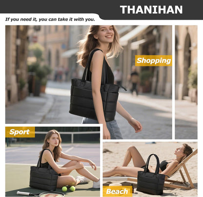 Tote Bag for Women ，Travel Puffy Tote Bag For Women，Puffer Work Tote Handbag、Shoulder Bag Handbag for Travel, Work, Gym