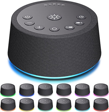 SoundLegend White Noise Sleep Sound Machines 30 Sounds 12 Colors Light 32-Level Volume 5 Timers for Home Travel Gift Adjustable Brightness Memory Function Compact