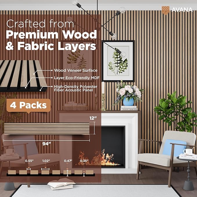 Avana Acoustic Wood Wall Panels – 94.4 X 12.6 Inch White Oak Acoustic Panels 4
