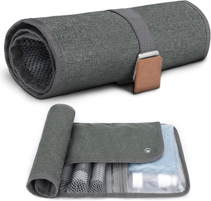Toiletry Bag for Men, Travel Essentials Travel Toiletry Bag, Water-Resistant Compact Bathroom Roll Organizer for Hygiene, Shaving kit, Gifts for men (5.Mystery Gray(Polyster))
