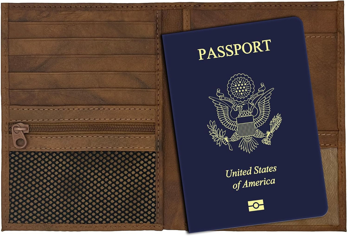 Antique Saddle RFID Genuine Leather Passport Wallet