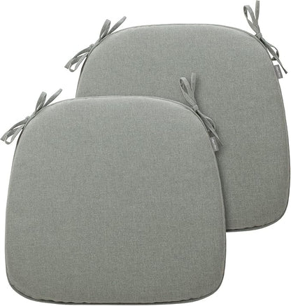 Magpie Fabrics Outdoor/Indoor 17"x16"x2" Chair Cushions with Ties Set of 2, Waterproof All Weather U-Shape Seat Pads Decoration for Patio Garden Furniture Home Office (Grey)
