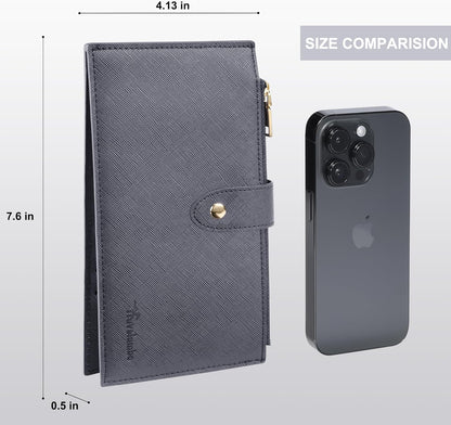 Travelambo RFID Wallet Women Large Size Bifold Multi Card Wallet Case with Zipper Pocke Credit Card Holder for Women