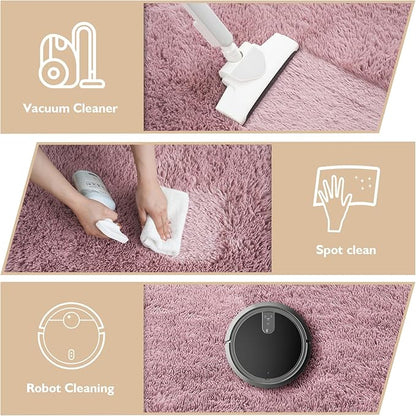 9x12 Fluffy Area Rugs for Living Room,Large Fuzzy Shag Area Rug for Bedroom,Blush Soft Non-Shedding Indoor Plush Carpet for Kids Bedroom Nursery Home Decor